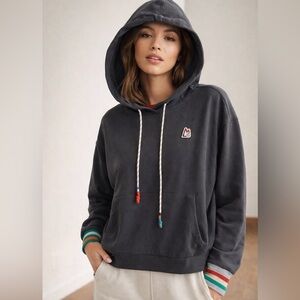 Magnlens grey Hoodie Sweater with Striped Cuffs Medium NWT